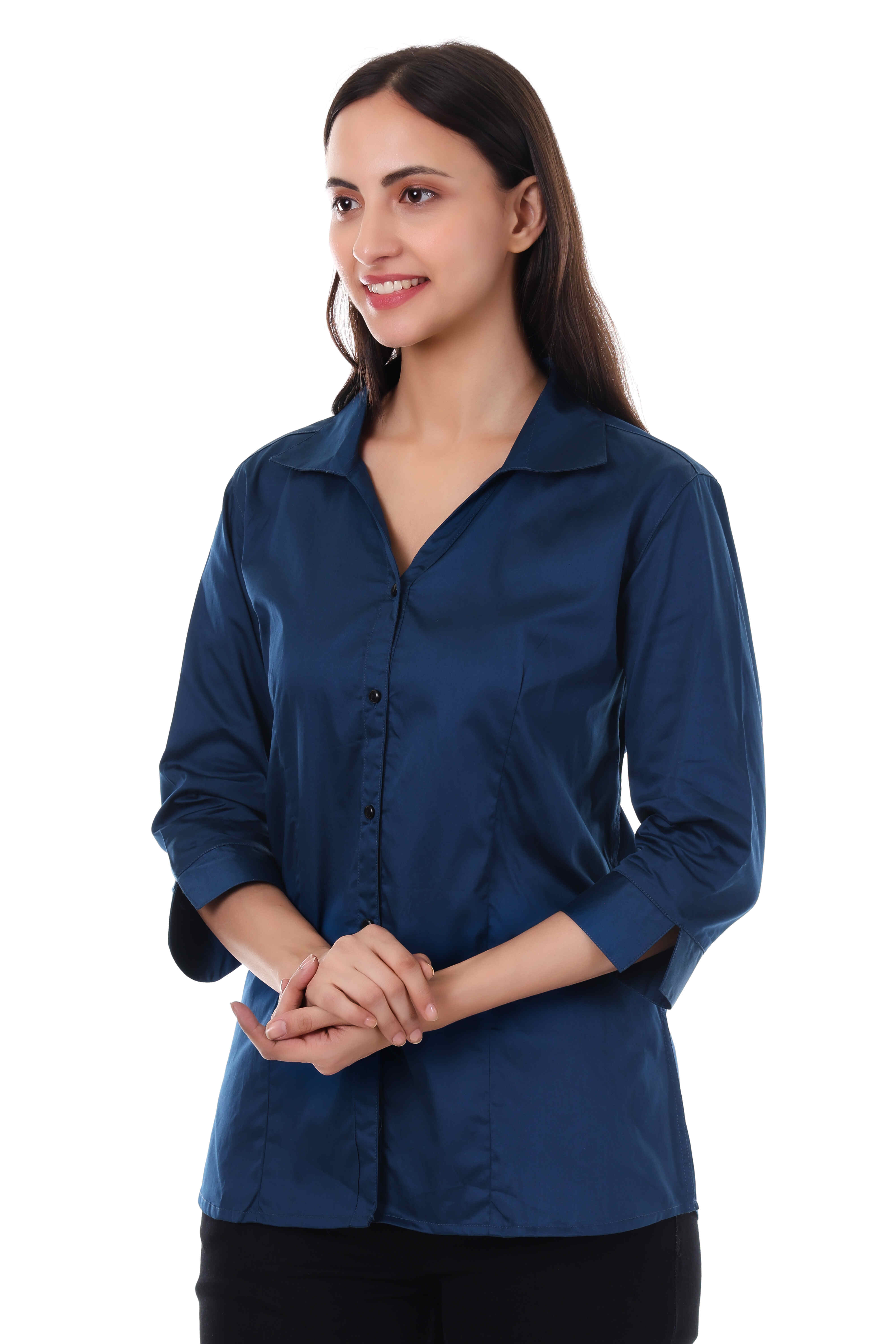 WOMENS TEAL BLUE FORMAL SHIRT